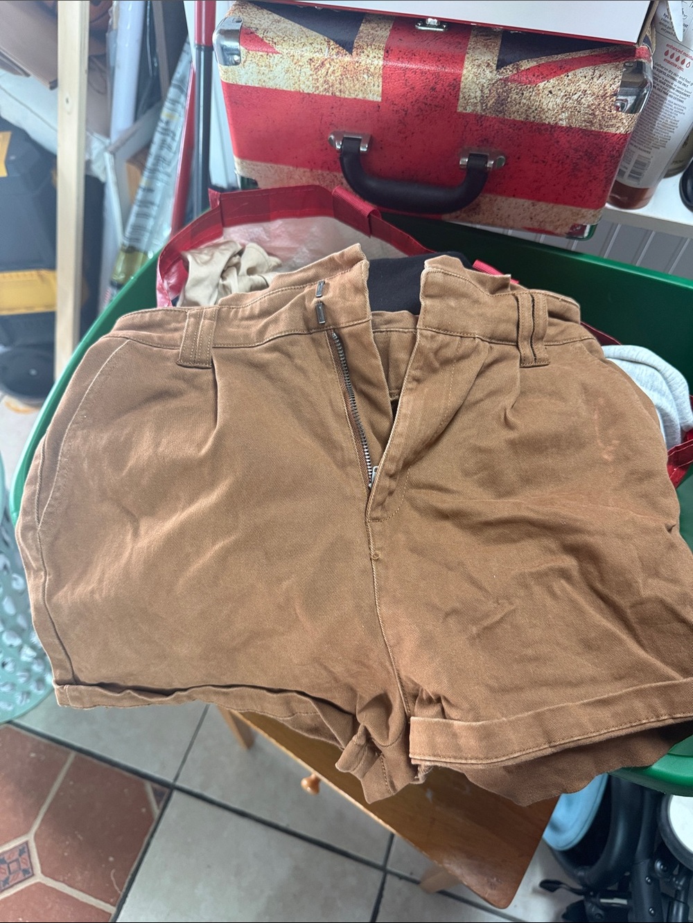 Francesca's Collections High-Waist Tan Cotton Shorts